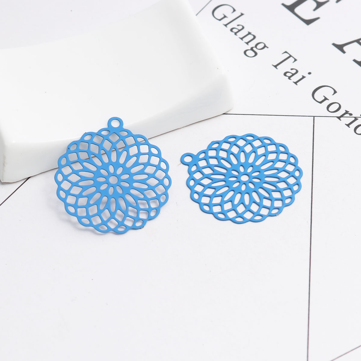 Flower of life berlocker koppar filigran stämpling hängen silver färg 3cm x 2.7cm för att göra själv örhängen smycken , 10 st: 8