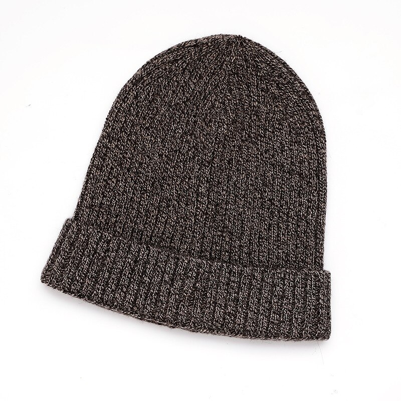 unisexe laine épais casquettes Simple solide chapeau mélanges doux Fine fil tricoté chapeau bonnets laine hiver printemps casquettes Skullies: Brown hthr
