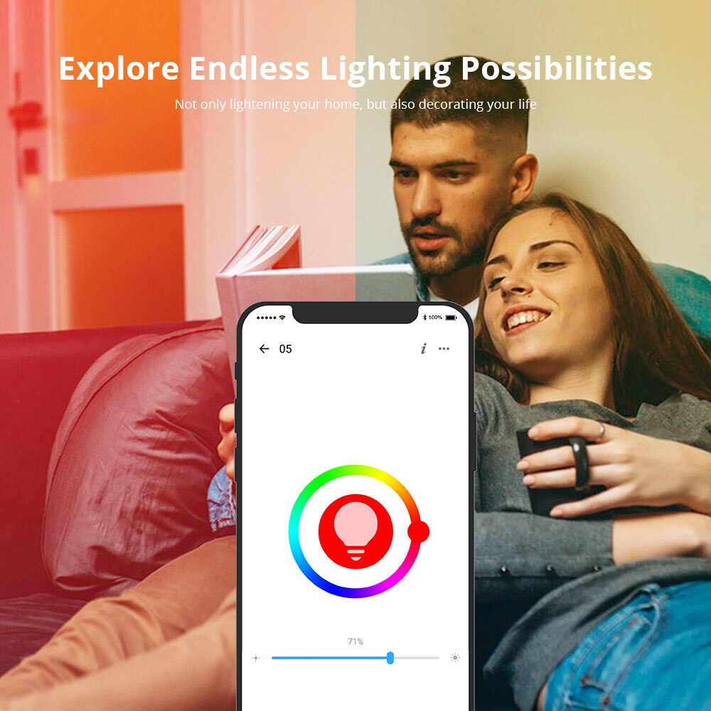 Woolley wlan-smart-glühbirne mit  e27 leds 9w rgb-farben, dimmbar 220v wlan-fähig, sprachsteuerung, kompatibel mit alexa und google home