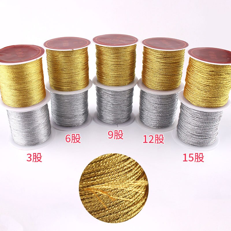 3-strand silk thread gold thread silver thread 9 Bracelet 12 hand woven thread 6-strand thread 15 gold and silver wire DIY embro