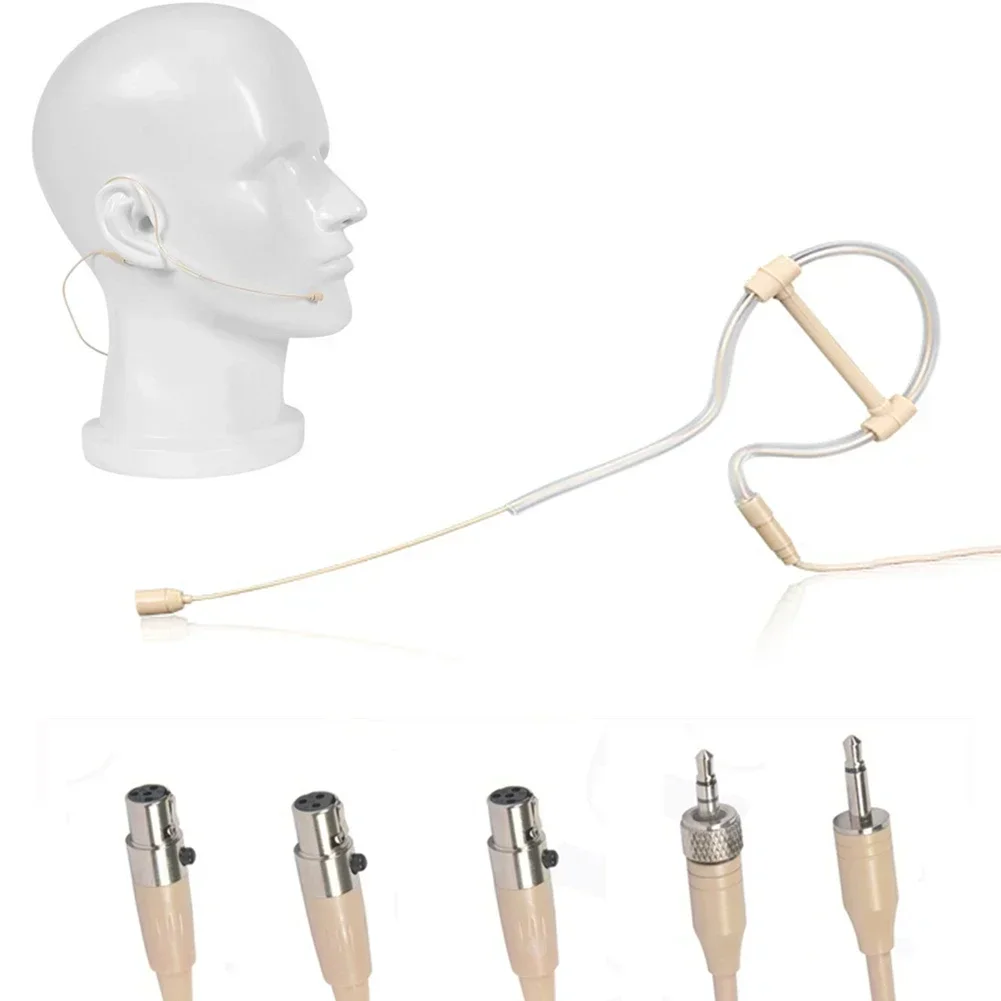 Einzelner OhrbüGel, bin Kopf getragenes Mikrofon, omnidirektionaler Kondensator, Freisprecheinrichtung, 3,5 mm, 3-poliger 4-poliger XLR-Stecker mit Mikrofonabdeckungen