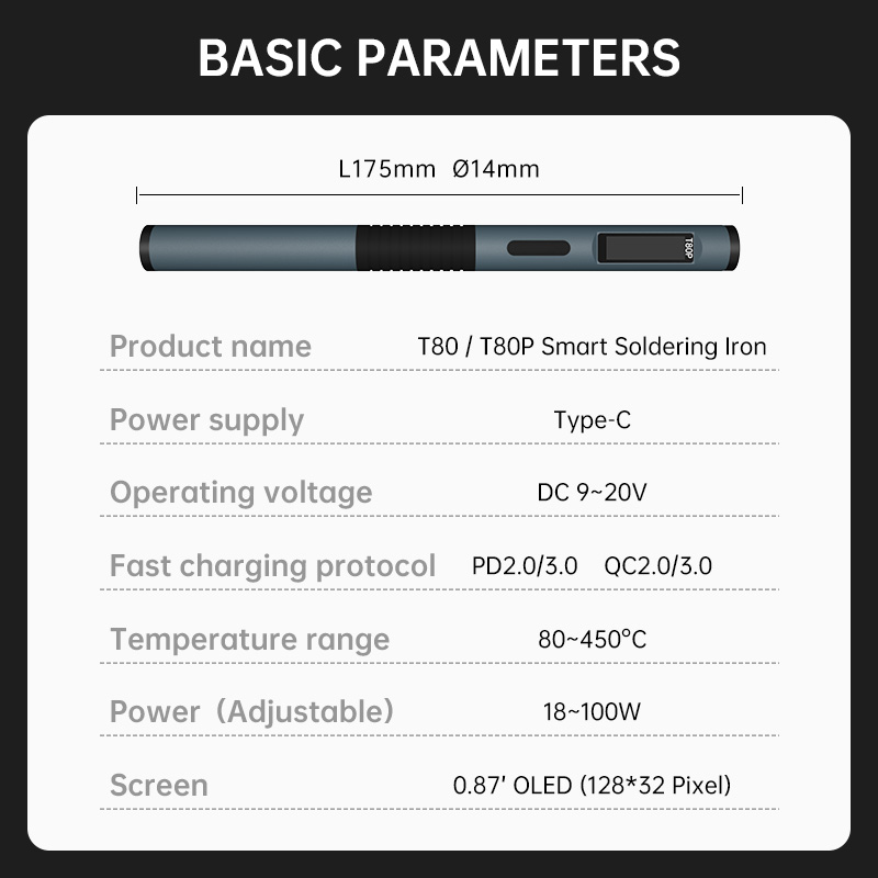 ALIENTEK T80 T80P Lötkolben Einstellbare Temperatur Werkzeug DC 20V 80-450 ℃ Präzisionsreparaturstation PD 100 W tragbares Wärmewerkzeug
