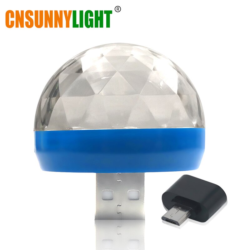 Cnsunnylight mini led auto decoratieve interieur neonlampen usb sfeerlicht dj rgb kleurrijke muzieklamp disco feest autostyling: Blauw met otg adapt