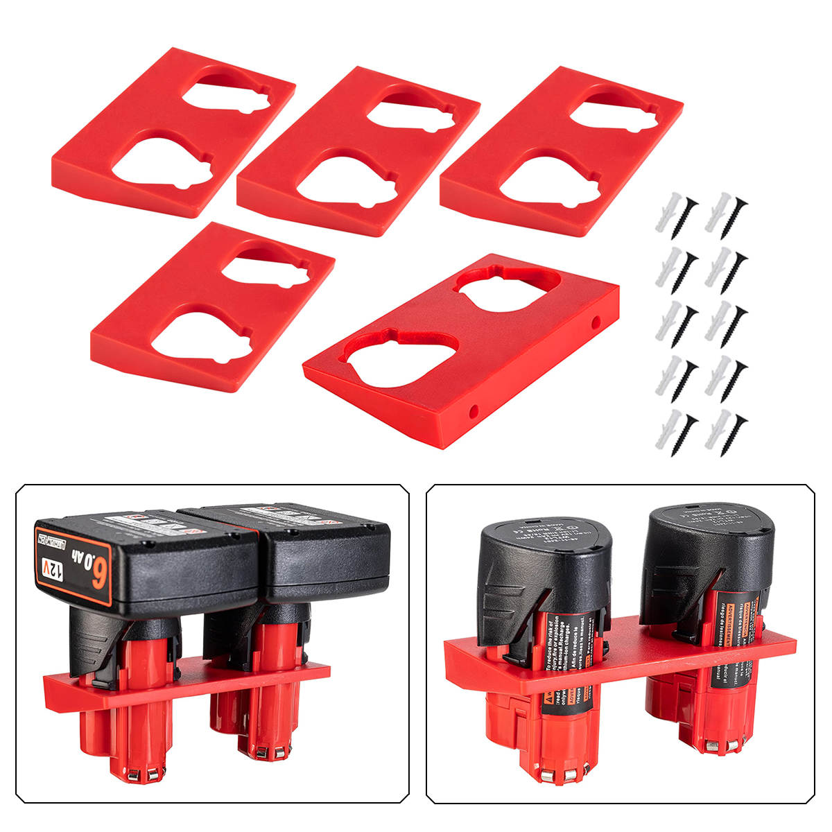Support de batterie pour batterie Milwaukee 12V, support de station d'accueil mural adapté pour batterie 48-11-2401 48-11-2402 48-11-2410 48-11-2411