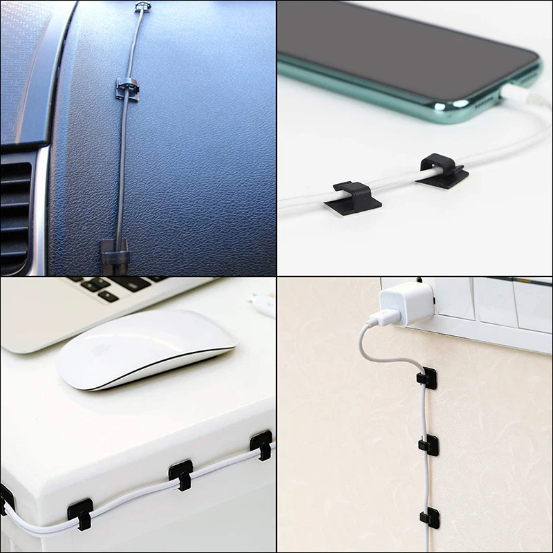 18pcs/set Cable Clips Self-adhesive Earphone USB Charger Cable Winder Wire Cord Data Line Fixer Organizer Office Accessories