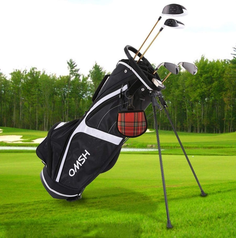 Nowy projekt piłka golfowa odkurzacz torba typu worek z klipsem Pu skóra czyszczenia kieszeni podkładka czarny granatowy