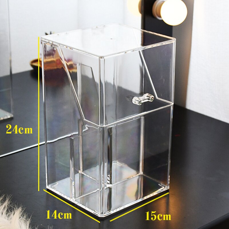 Kirkas meikkisivellin säilytyslaatikko kosmeettinen järjestäjä muovilaatikko huulipuna näyttö teline säilytysämpäri akryyli kylpyhuonetarvikkeet: L