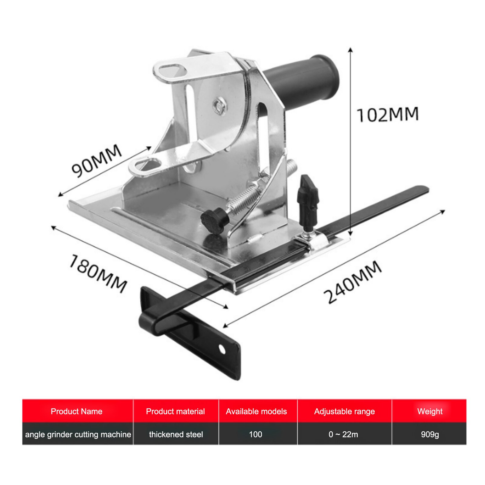 0-22mm 45°/90°/180° Angle Grinder Holder Thick Steel Base for 100mm Angle Grinder Cutter Holder DIY Tool Accessory