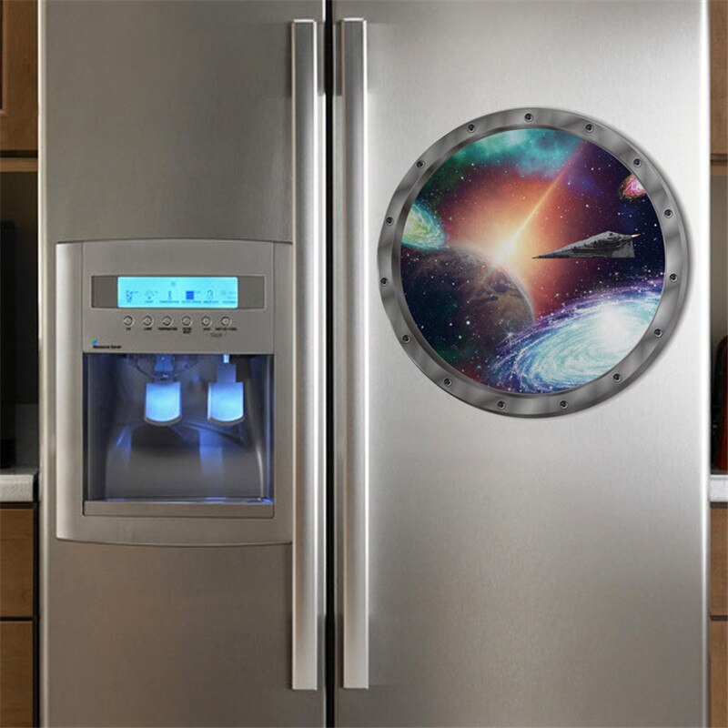 Underwater Scene Porthole Vinyl Wall Decal Seals Family Wall Art Ocean View 3D Illusion Kids Wall Decal Sea Outside Of Submarine