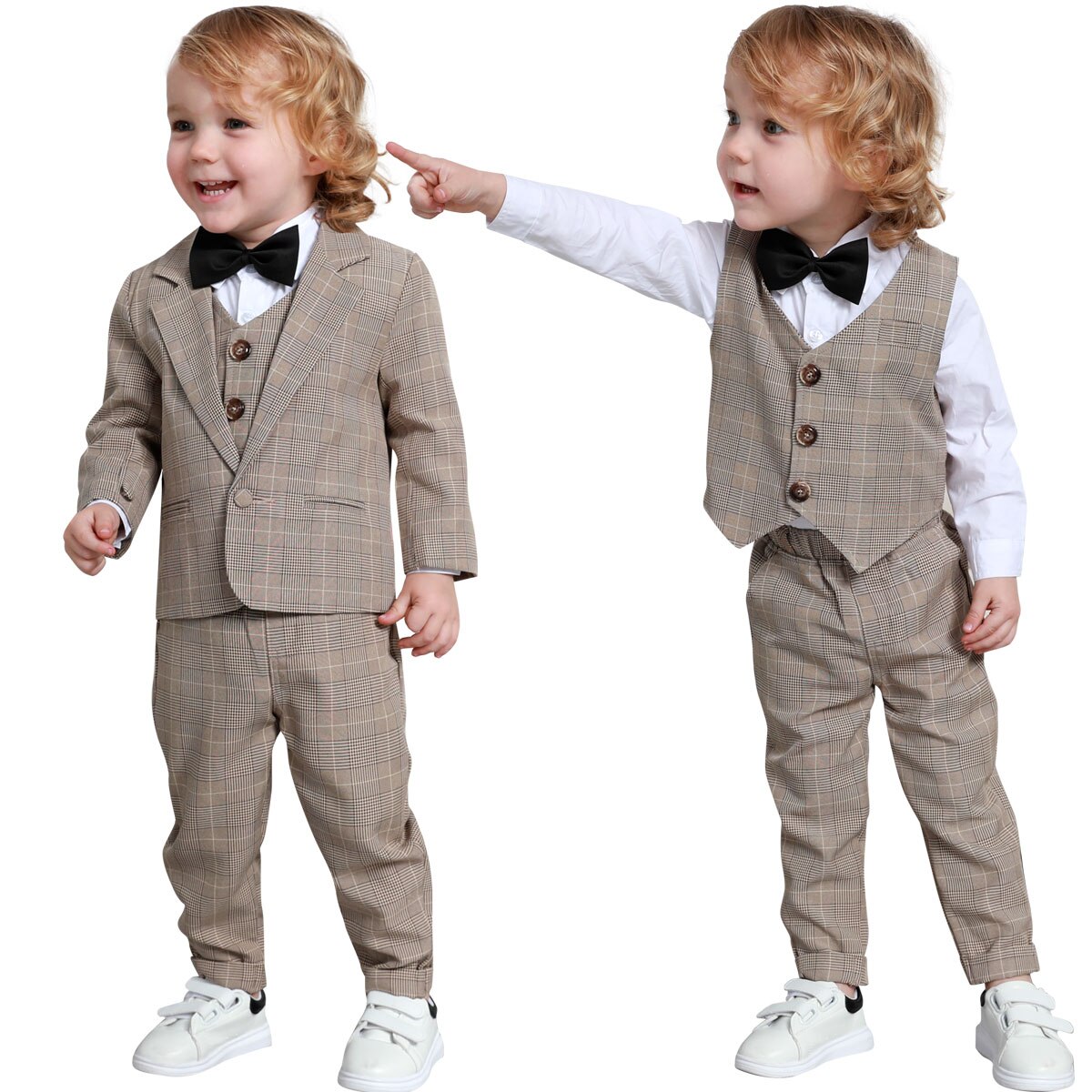 Baby Boy Wedding Pak Peuter Formele Gentleman Tuxedo Infant Winter Verjaardagsfeestje Casual Mode Outfit Set 5Pcs