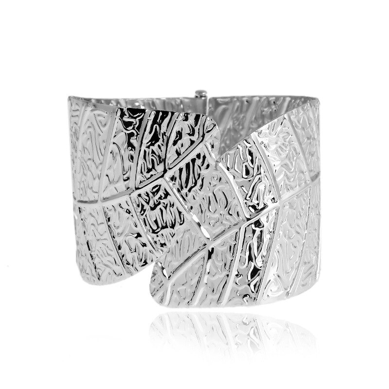 Punk zierlich Geschnitzt Blatt Metall Öffnen Armreifen Damen Breite Manschette Armbänder Für Frauen Bunte Blätter Indische Schmuck: EA761-2