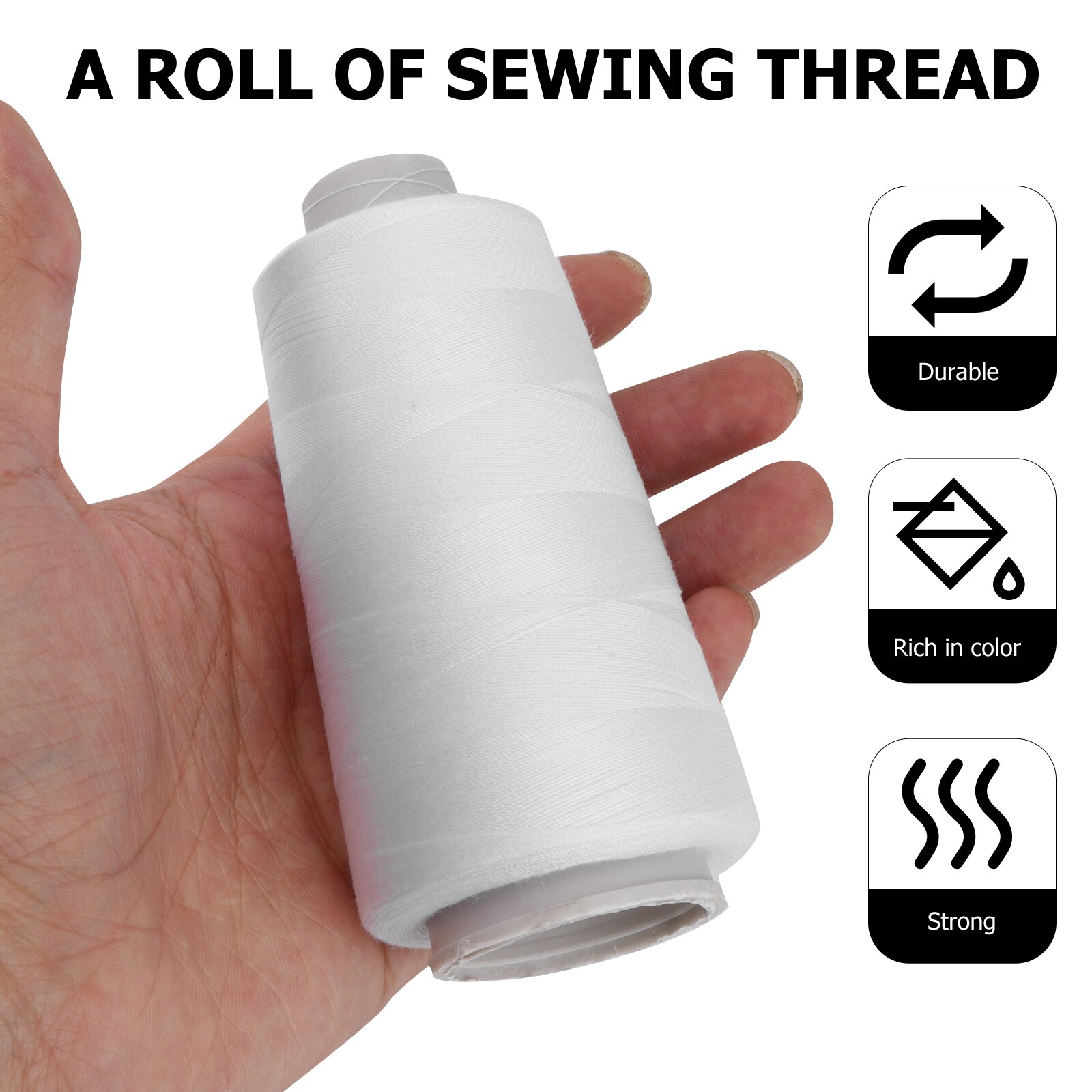 Bleached 3000 Yards Polyester Sewing Thread for Sewing Machine (White)