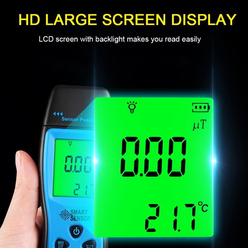 2 in 1 omskiftelig emf-måler håndholdt elektromagnetisk feltstrålingsdetektor digitalt lcd-display emf-måler