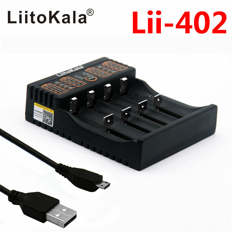 LiitoKala Lii-402/ lii-202 18650 battery charger 1.2V 3.7V 3.2V 3.85V AA/AAA 26650 10440 14500 16340 18350 battery smart charger: lii402