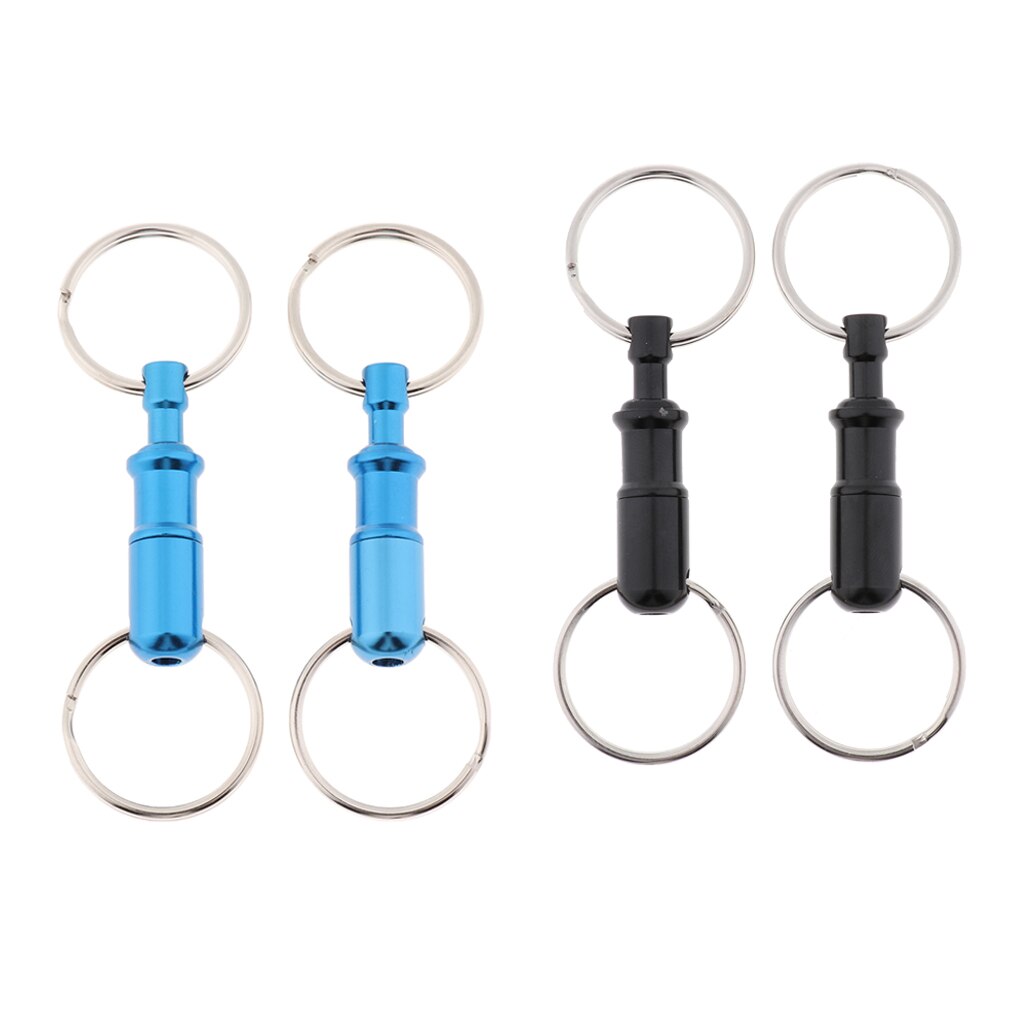 4pcs Quick Release Keychain Detachable Pull Apart Key Rings, Double Sp lit Rings