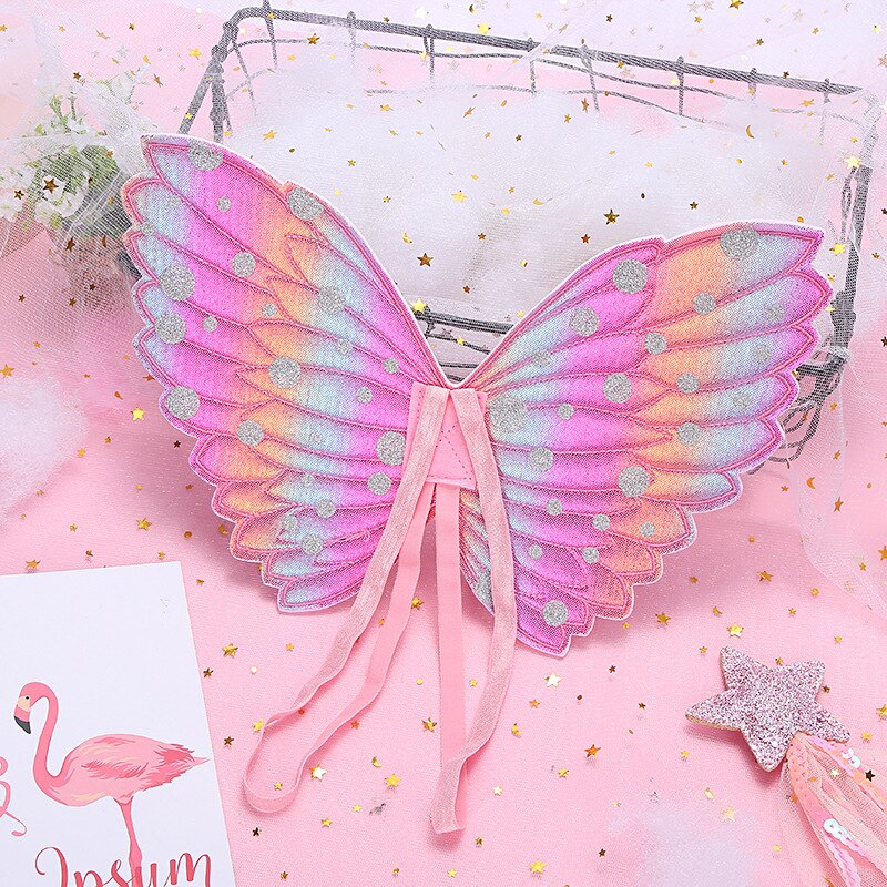 Girl Rianbow Butterfly Wings Kids Unicorn Costume Accessories Children Baby Halloween Party Angel Flying Wing: wing b