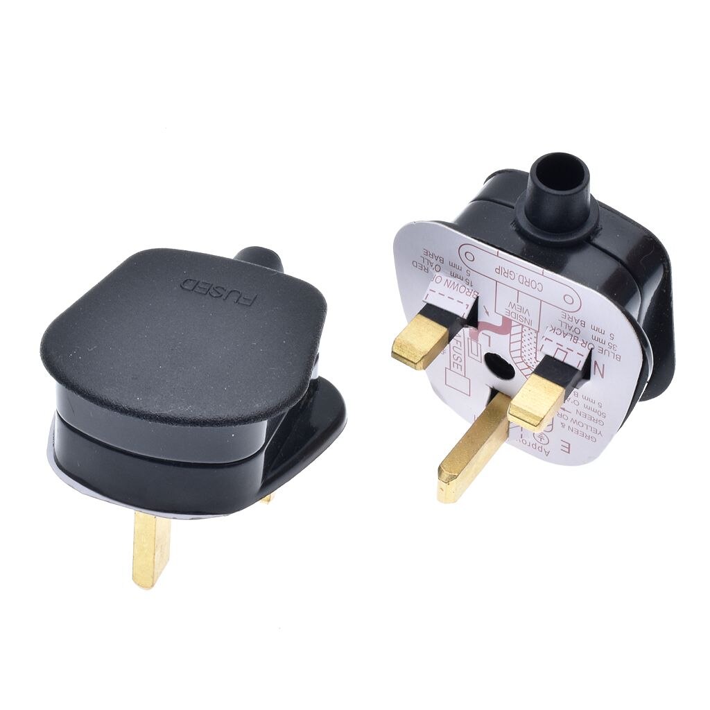 UK 3 Pins AC Electrical Power Rewireable Plug Male W/ Wire Fused Socket Outlet Adaptor Adapter Extension Cord Cable Connector