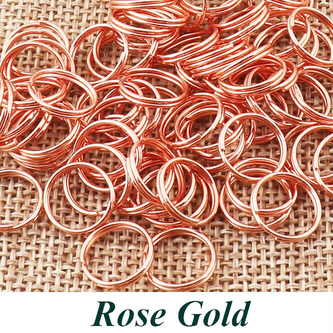 10mm metalen splitsleutelringen, splitspringringen, sleutelhangerring, bulk splitringen, ronde splitring, sleutelhangerring, bedel, 100-500 vinden: 500 stuks / Roségoud