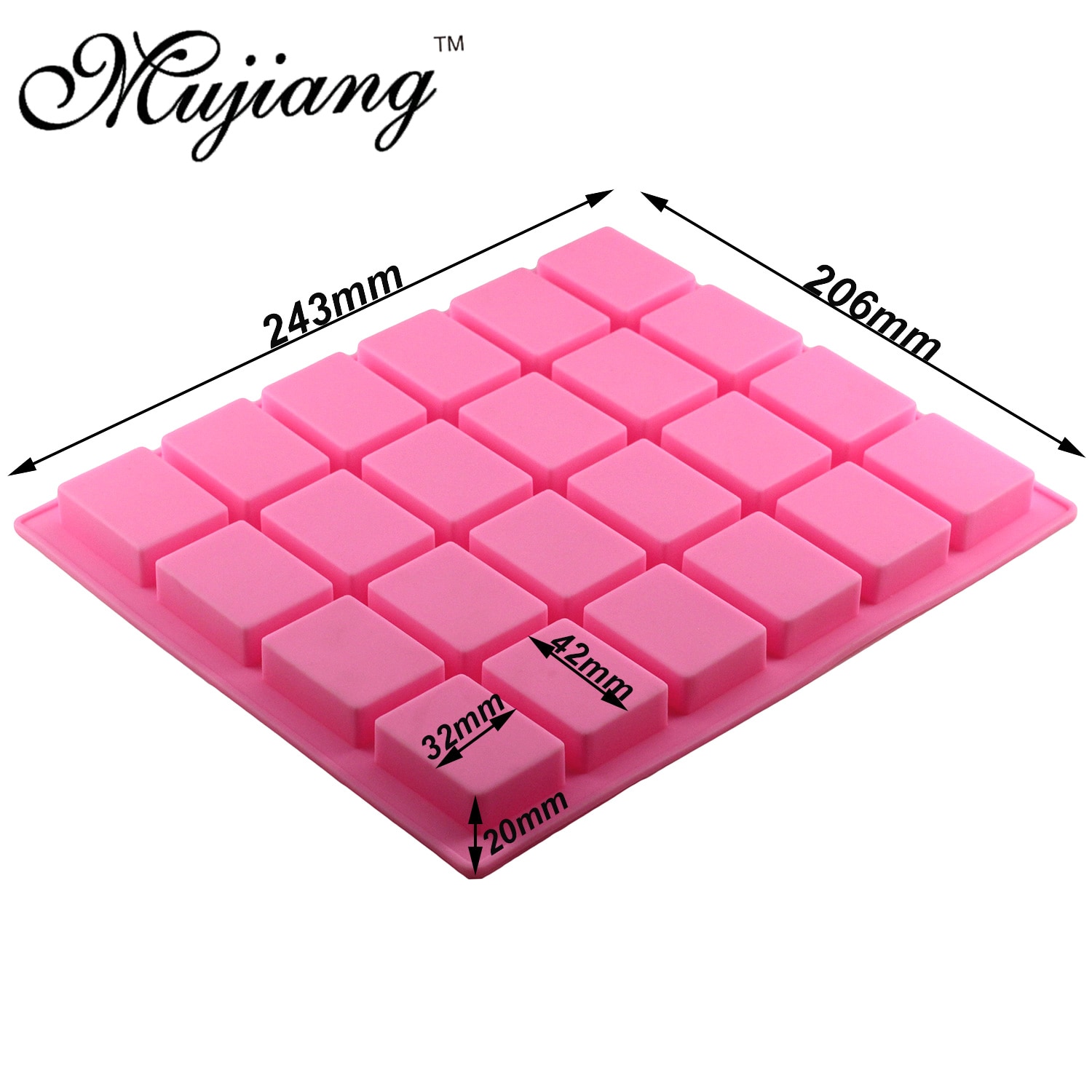 Moules à gâteaux carrés rectangulaires à 24 cavités en silicone mujiang, moules à savon faits à la main, bac à glaçons, moules à gâteaux à la gelée, moules à bonbons et à chocolat