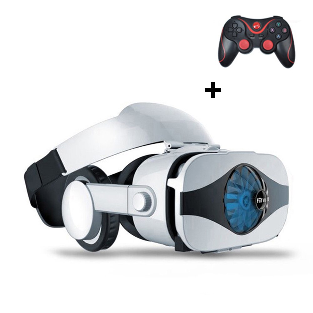 3D VR Glasses Helmet VR Glasses Virtual Reality Headset For IOS Android Smartphone Goggle 3D Lenses Wite Control handle: handle 2