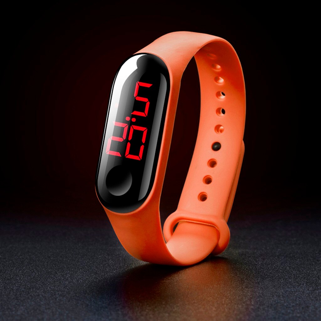 Deep 50M-relojes electrónicos deportivos luminosas para hombre y mujer, relojes de pulsera digitales F1211, LED rojo, resistente al agua: E
