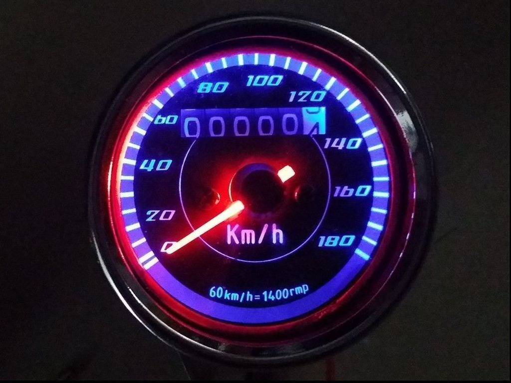 Black LED Motorcycle Odometer KMH Speedometer Gauge Cafe Racer Old School VT VTX