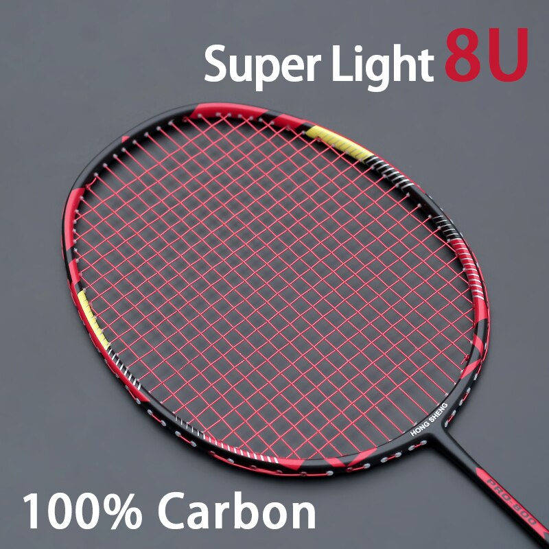 Volle Kohlenstoff Faser Licht Gewicht 8U 68G Badminton Schläger Aufgereiht 26-32LBS G5 Ausbildung Schläger Mit Saiten Taschen Für Erwachsene: verrotten