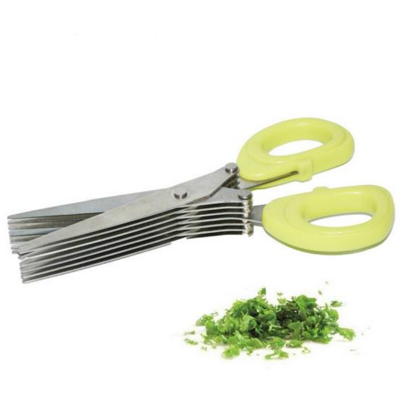 WBBOOMING 5 Layers Multifunctional Kitchen Scissor Shredded Chopped Scallion Cutter Herb Laver Spices Cook Tool Vegetable Cutter: Default Title