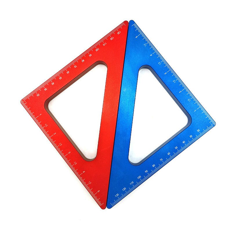 45 Degree Aluminum Alloy Angle Ruler Inch Metric Triangle Ruler Carpenter&#39;s Workshop Woodworking Square Measuring Tools