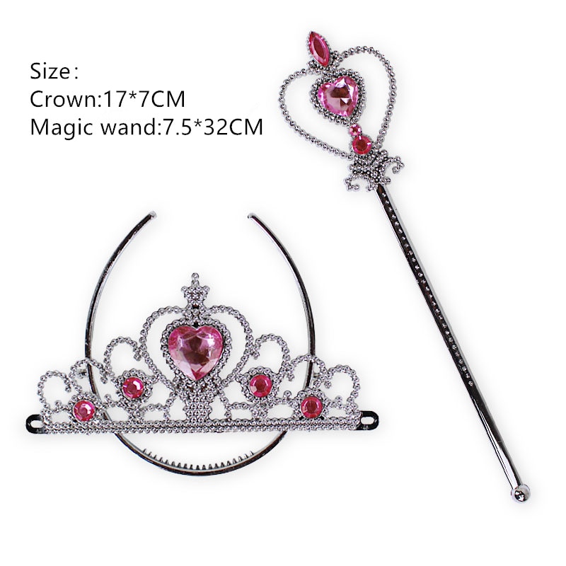Girls 2 piece/Set Princess Tiara Accessories Children Diamond Crowns + Magic Wands girl Christmas Party festival