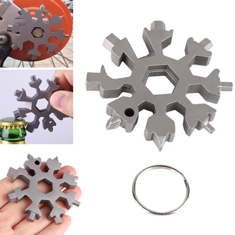 tool spanner hex multi 18 in 1 snowflake multipurpose camp survive key ring pocket keyring opener bottle wrench outdoor hike