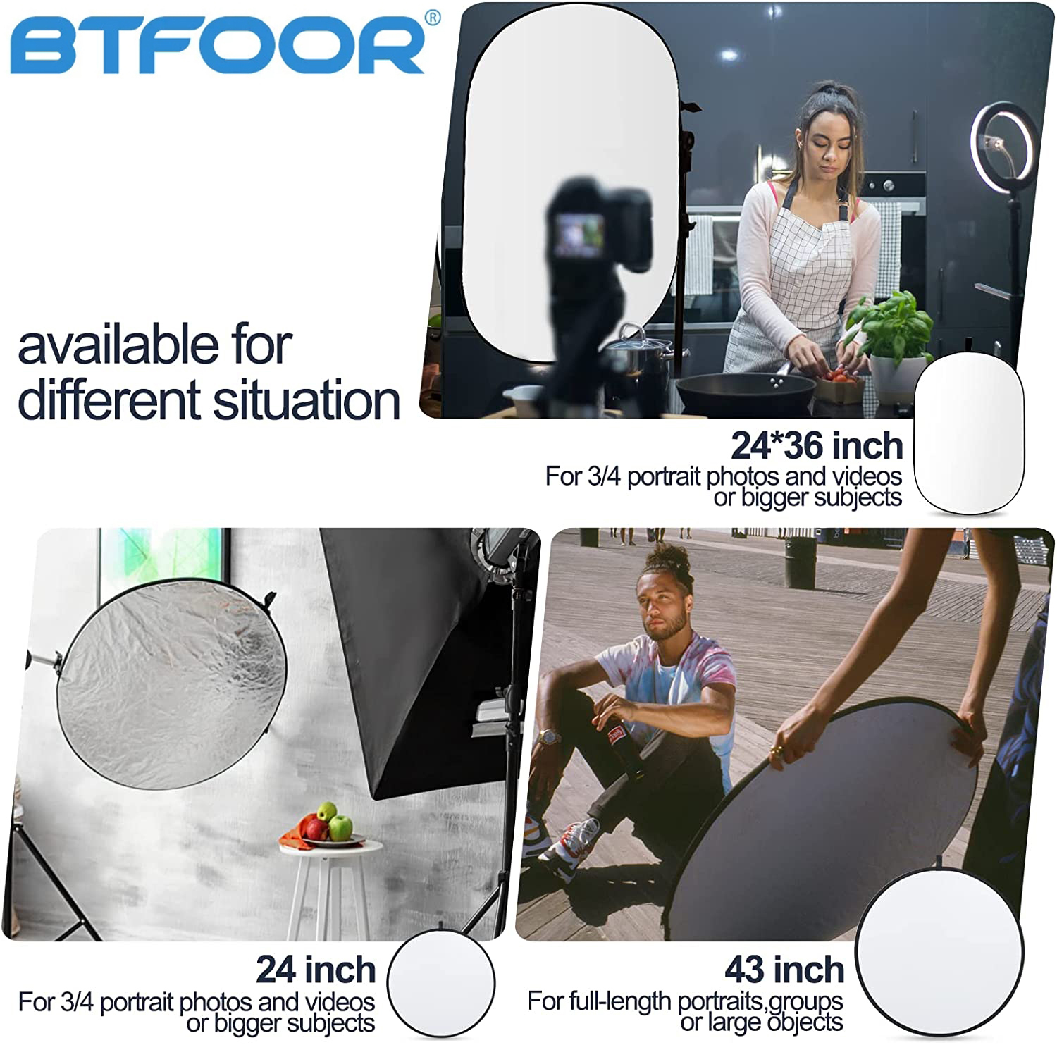 60 80 110Cm 5in1 Reflector Fotografie Inklapbare Draagbare Licht Diffuser Ronde Reflector Voor Foto Multi Kleur