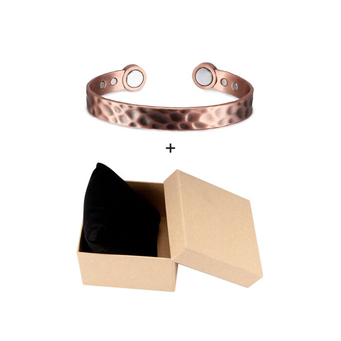 Pulsera magnética de cobre para hombre, brazalete magnético ajustable de 10mm, para la salud, energía, brazalete abierto: with box