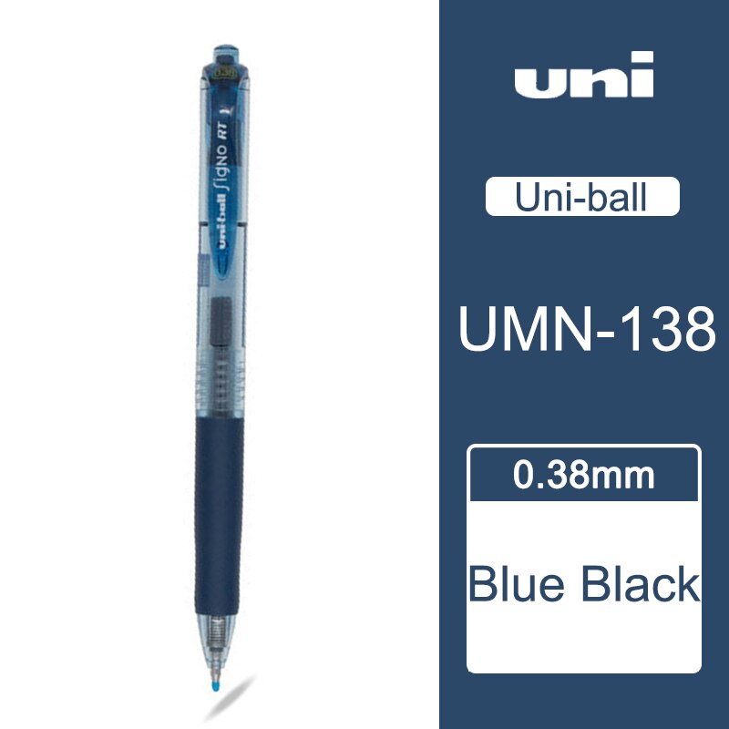 1 Piece Mitsubishi Uni-ball Signo RT retractable gel pen pena warna gel Pen Ultra Fine UMN-138 made in Japan: Black Blue