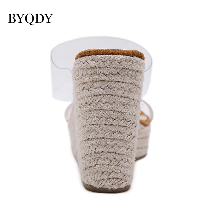 BYQDY, sandalias con cuña y tacón, sandalias de gelatina con punta abierta, zapatos de plataforma de tacón alto sin cordones para mujer, sandalias transparentes de PVC, de verano