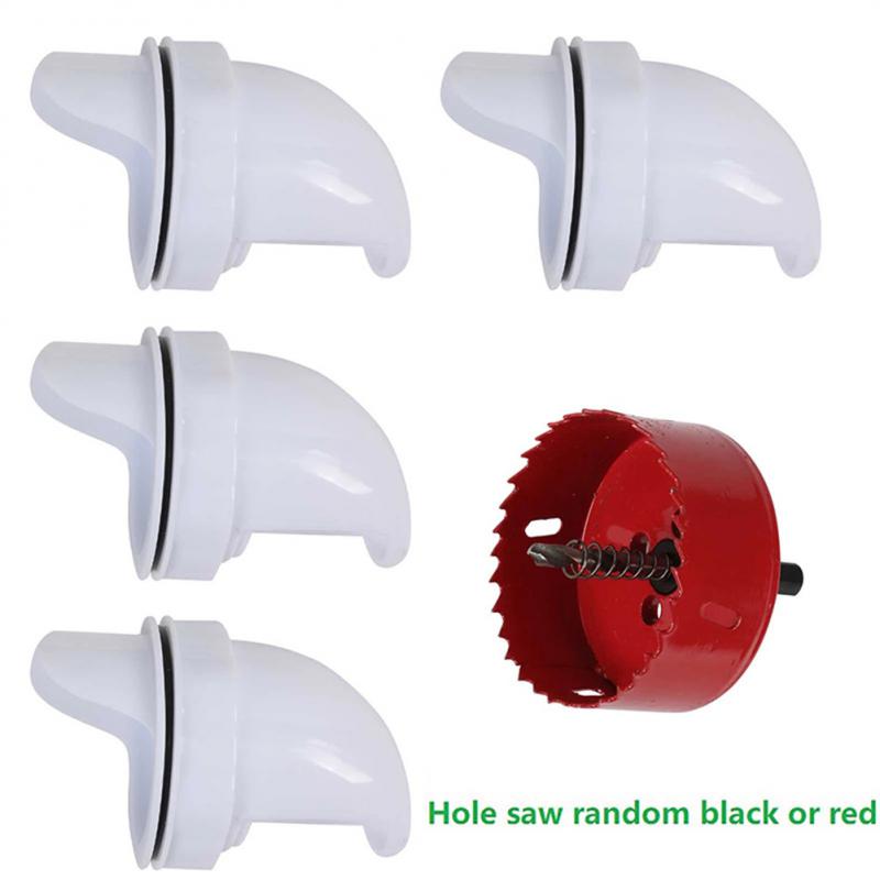 4pcs Chicken Feeder Automatic Port Rain Proof Poultry Feeder Suitable For Buckets Barrels Bins Gravity Feed Kit Family Garden