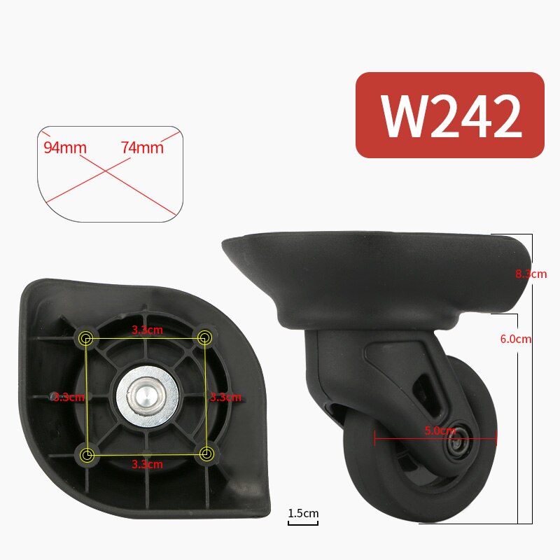 FANFU Luggage wheel accessories trolley wheels universal casters Factory direct sales repair suitcases wheel rolling casters: W242(2 Wheels)Black