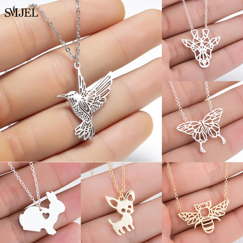 Rvs Hummingbird Kettingen Sleutelbeen Kat Vlinder Swallow Kangoeroe Hond Giraffe Bee Dier Eenvoudige Ketting