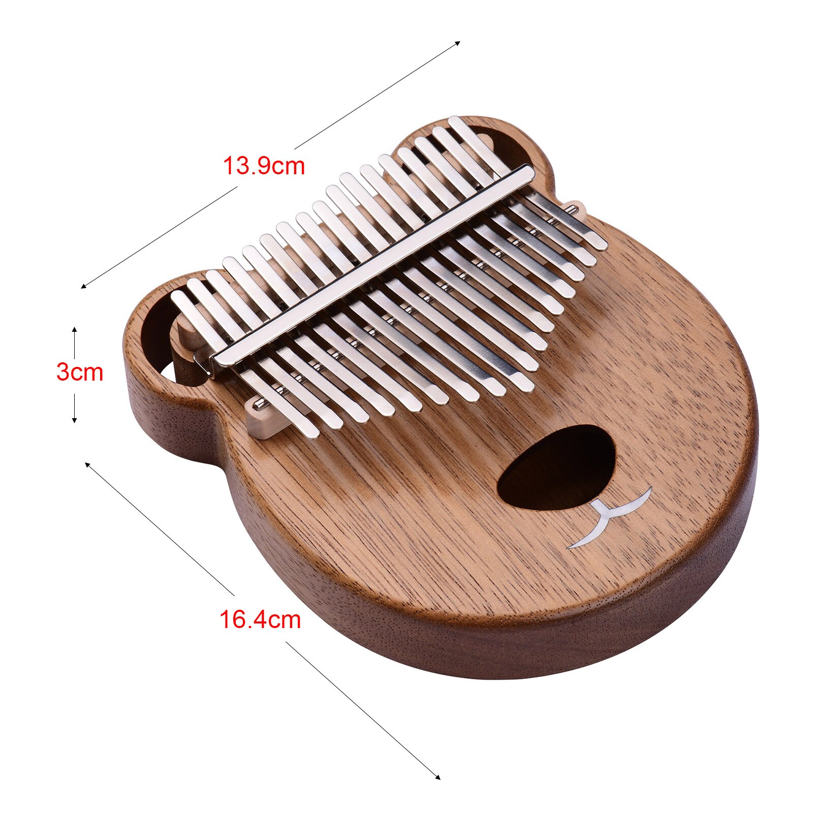 ammoon 17 Key Kalimba Portable C Tone Thumb Piano Solid Walnut Wood Finger Precussion with Tuning Hammer Wiping Cloth
