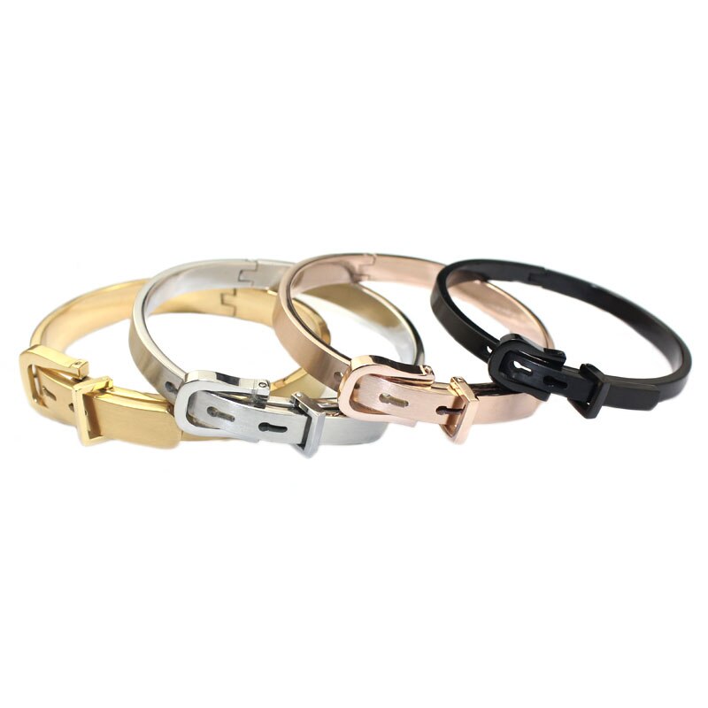 Riem Gesp Armband Femme 4 Kleuren Rvs Punk Verstelbare Manchet Armbanden Bangles Lady Sieraden
