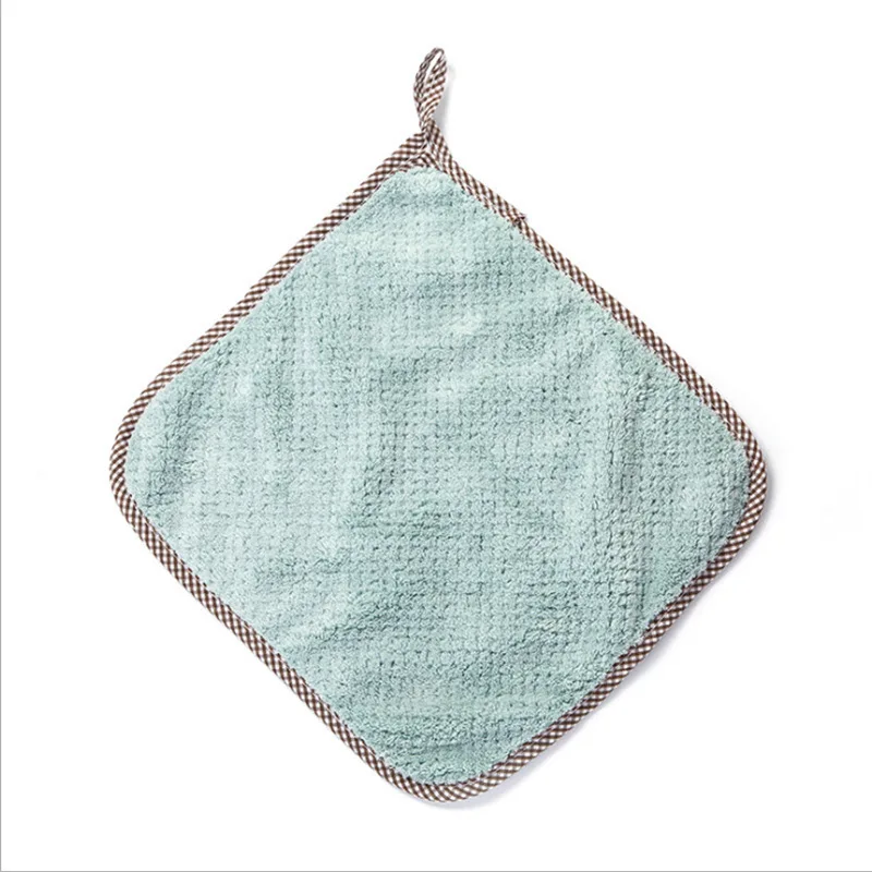 Kitchen Daily Dish Towel Cloth Kitchen Rag Non-stick Oil Thickened Table Cleaning Cloth Double-layer Absorbent Microfiber: Blue / 5pcs