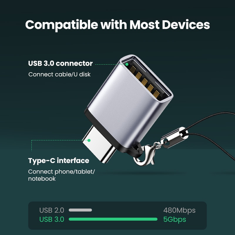 Ugreen usb c adaptador tipo c para usb 3.0 adaptador thunderbolt 3 tipo-c adaptador otg cabo para macbook pro ar samsung s10 s9 usb otg