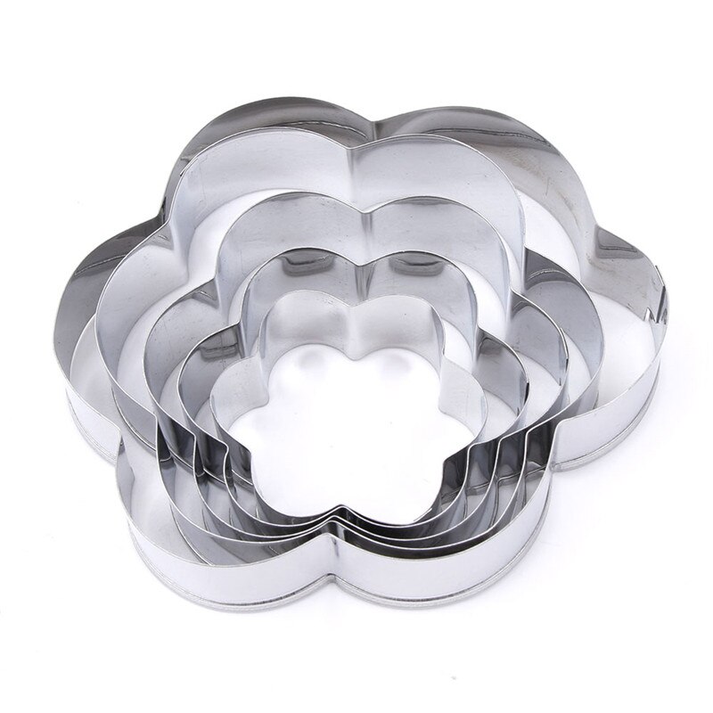 5 stks/set Bloemvorm Rvs Cookie Cutters Fondant Chocolade Cakevorm Bakken Gebak Gereedschap