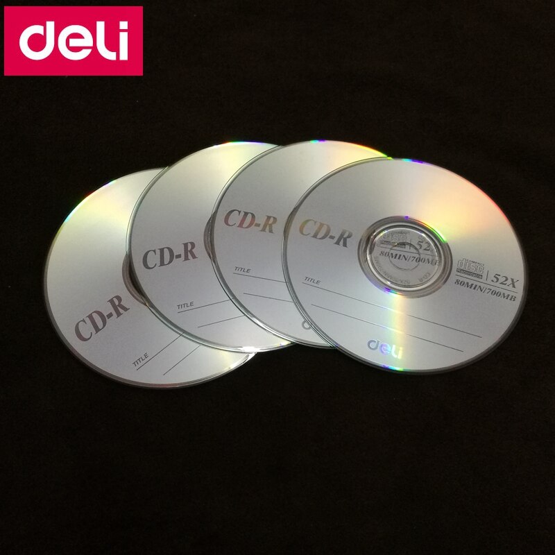 Deli 50 unids/lote Deli 3725 CD-R discos en blanco grabable DISCO COMPACTO 700MB/80min/52x CD-R discos en blanco