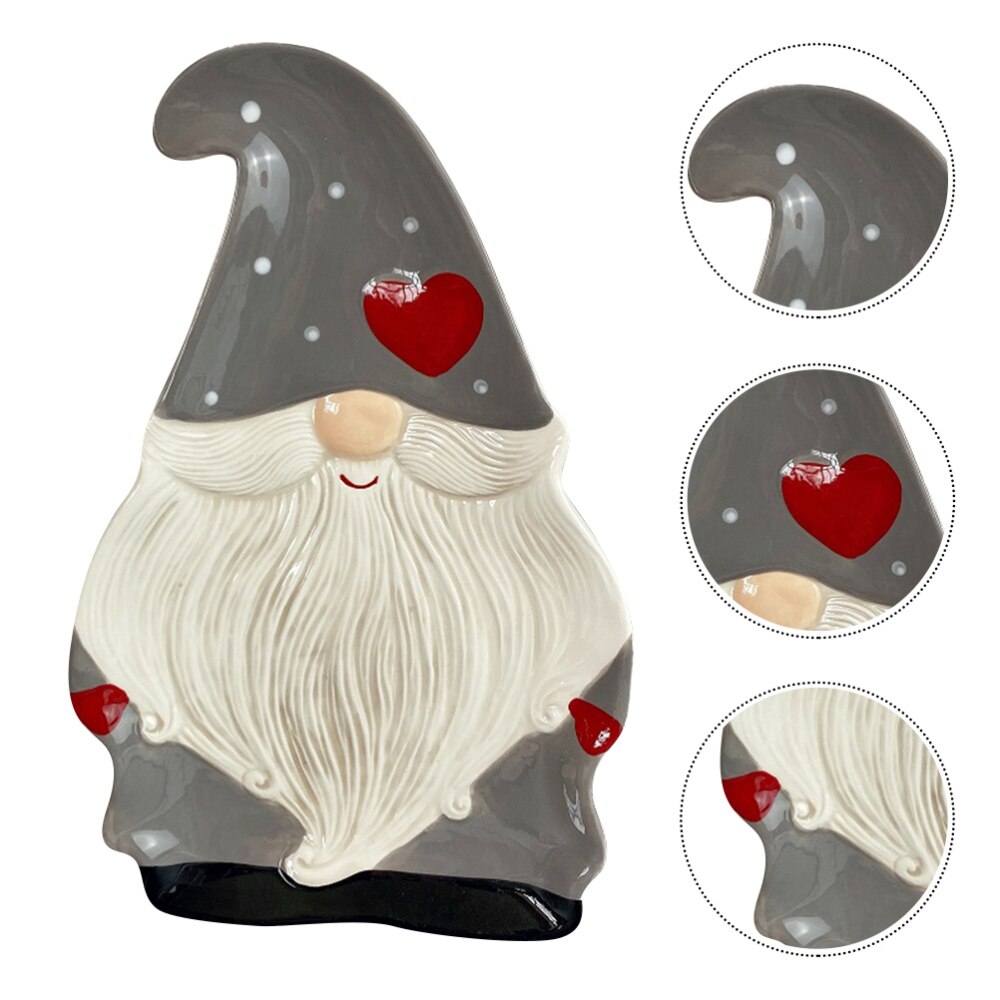 1 Pc Christmas Santa Clause Shape Plate Ceramic Dish Kitchen Tableware
