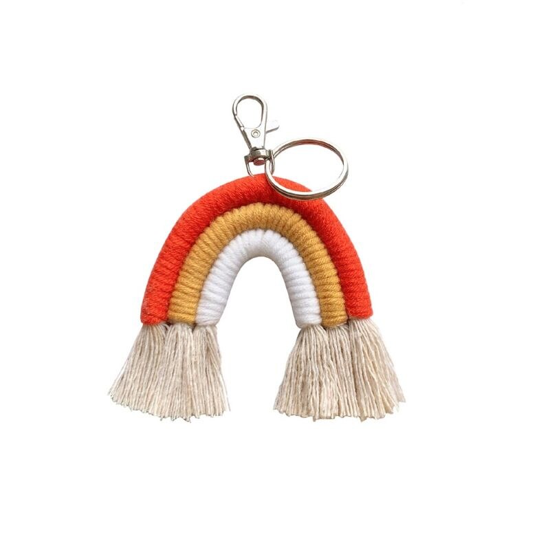 Weben Regenbogen Schlüsselanhänger Boho schlüssel Halfter Schlüsselring Macrame Tasche Charme Auto Hängen 19QB
