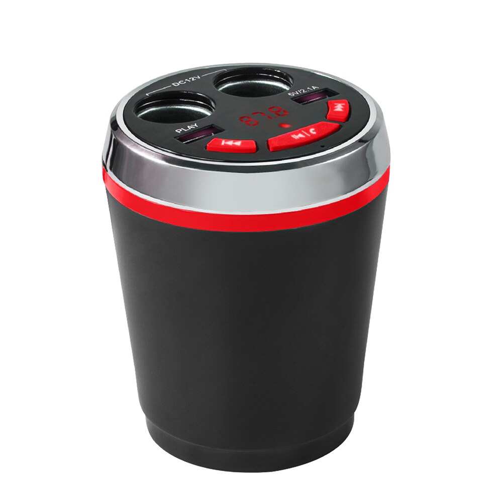 Cup Shaped Dual USB Port-s Bluetooth Car Auto Charger MP3 Player Cup Shaped Dual USB Port-s Bluetooth Car Auto Charger MP3 Playe: Red