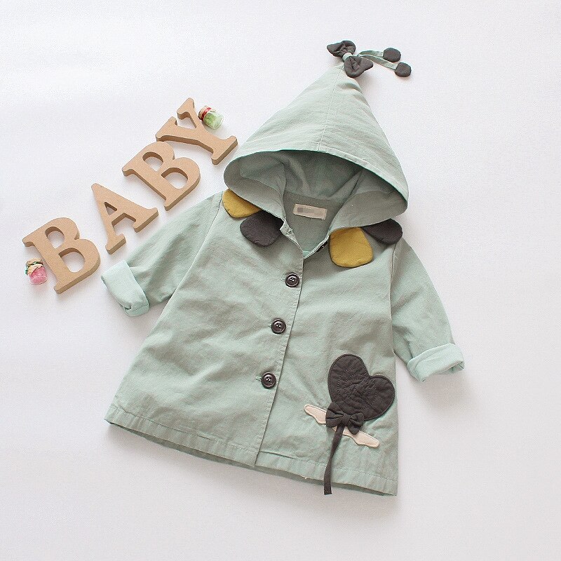 jacket coat outerwear baby girl infant toddler kids hooded casual 100% cotton spring autumn 9 12 24 months 3t pink green beige