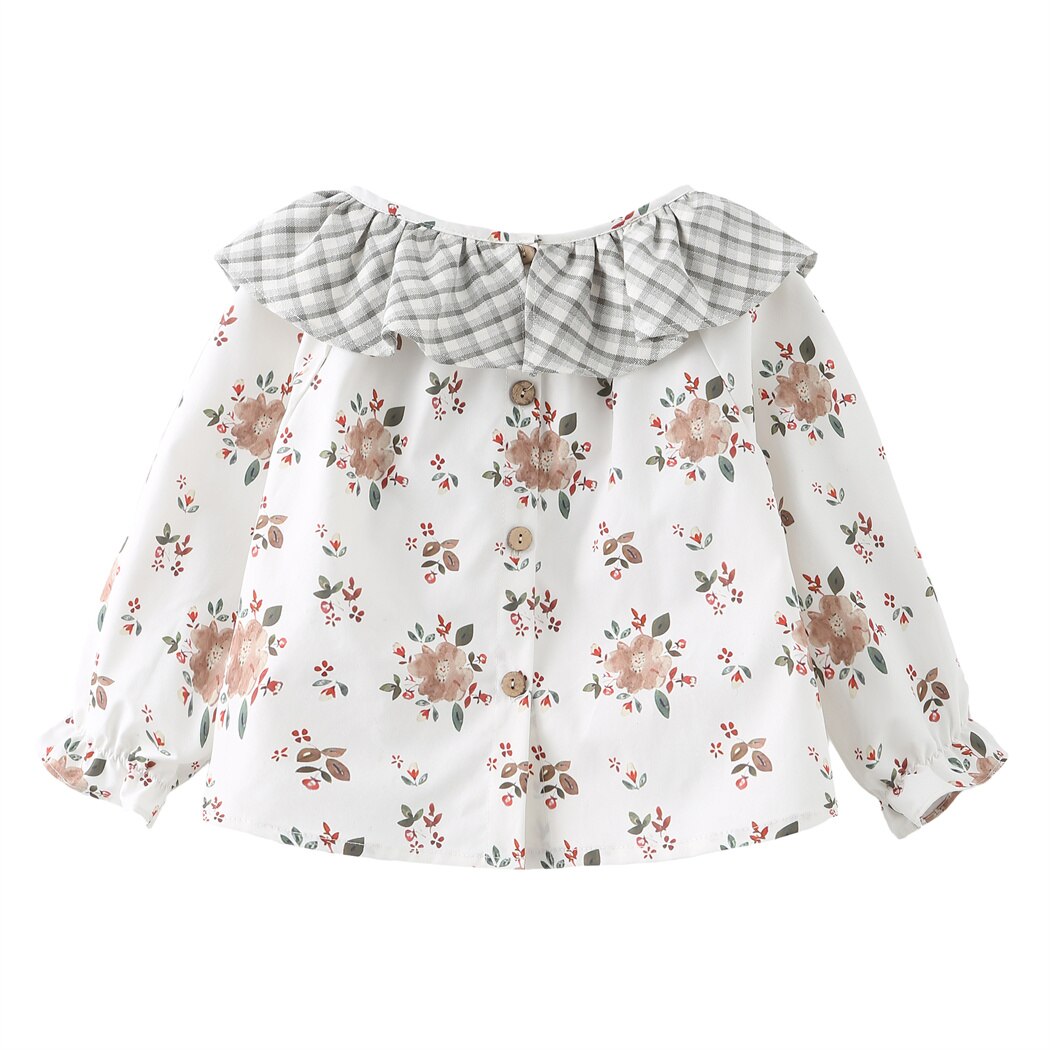 Spaanse Stijl Baby Meisjes Blouse Lente Herfst Lange Mouwen Plaid Kraag Kids Shirt Voor Peuter Meisjes Kleding Tops Kinderen Jassen