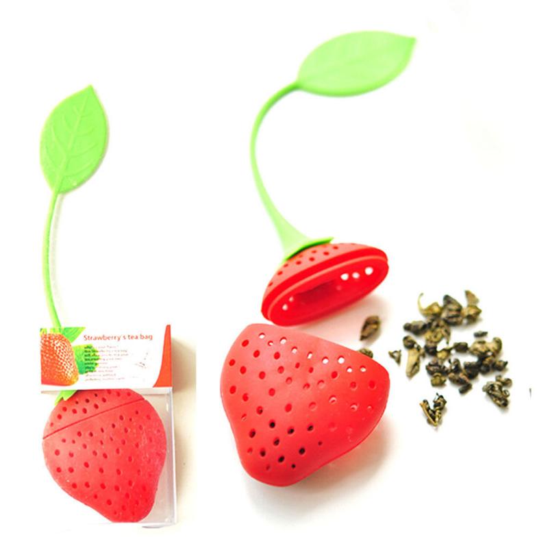 Strawberry Shape Tea Infuser Silicone Rubber Loose-leaf Tea Strainer Filter Diffuser Tea Accessories Kitchen Tools